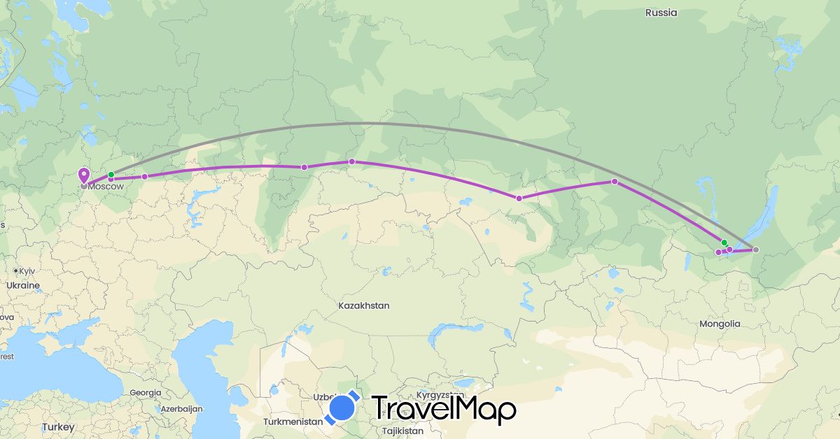 TravelMap itinerary: bus, plane, train